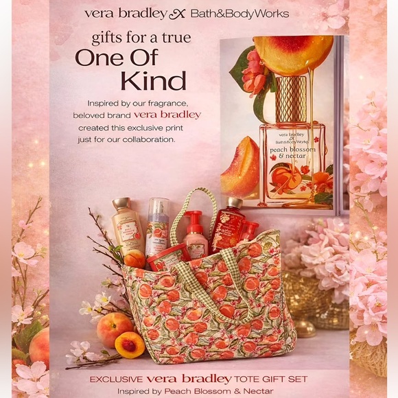 Bath & Body Works Vera Bradley Peach Blossom & Nectar 10Piece Curated Set - Picture 5 of 6